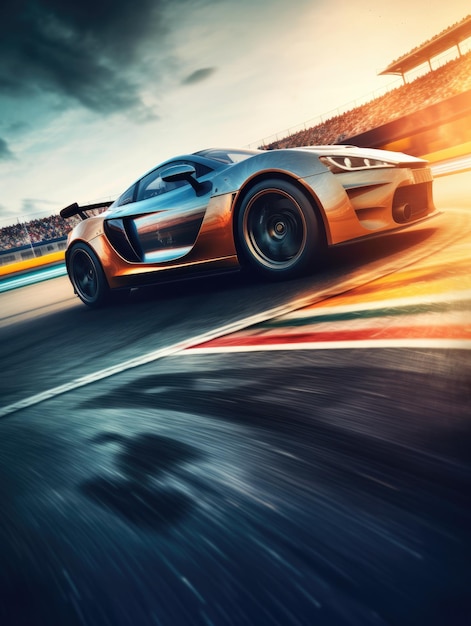 Premium AI Image  Sport car drifting games style rush motion close up wide  angle adrenaline